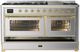 Ilve® Majestic III 60" Stainless Steel Pro Style Dual Fuel Natural Gas Range with Triple Glass Door and Brass Trim-2