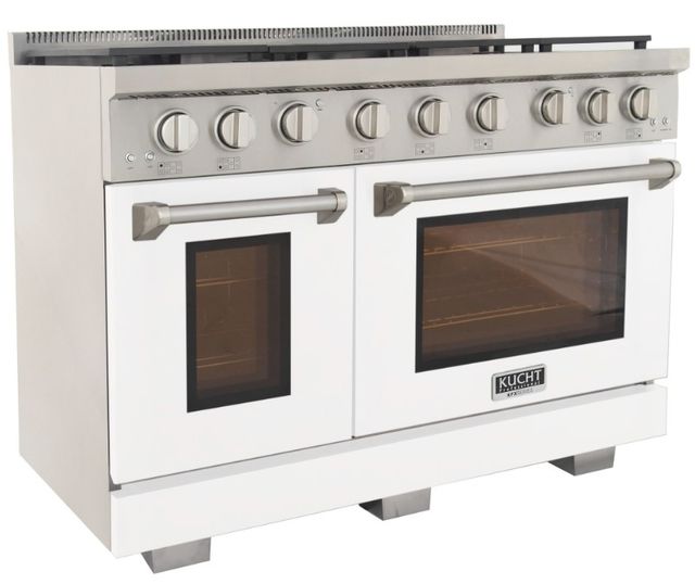 Kucht Professional KFX Series 48" Stainless Steel Pro Style Liquid Propane Gas Range with White Door and True Simmer Burners-1