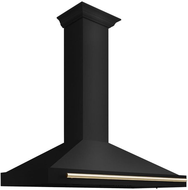 ZLINE Autograph Edition 48" Black Stainless Steel Wall Mounted Range Hood with Polished Gold Handle-3