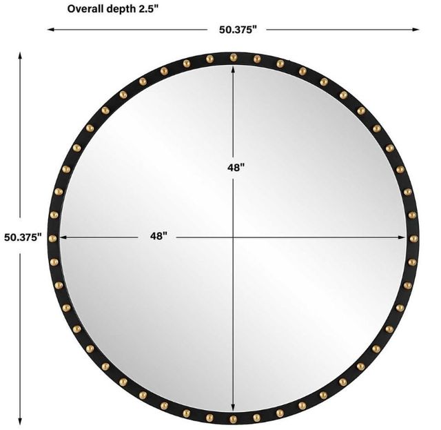 Uttermost® Sele Matte Black Oversized Round Mirror-3