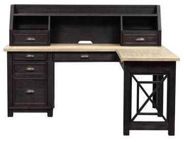 Liberty Furniture Heatherbrook Ash/Charcoal L-Shaped Desk-1