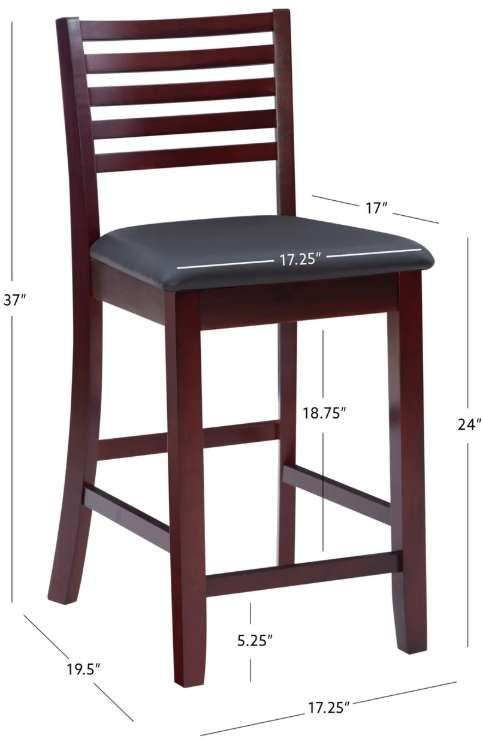 Linon Torino Espresso Ladder Back Bar Stool-2