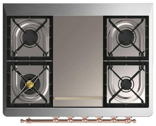 Ilve® Majestic III 36" Antique White Pro Style Dual Fuel Liquid Propane Range with Triple Glass Door and Copper Trim-2
