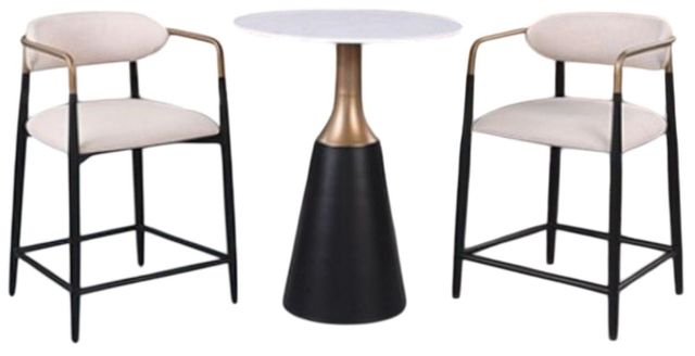 Furniture of America® Streatham 3-Piece Black/Gold/White Counter Table Set-0