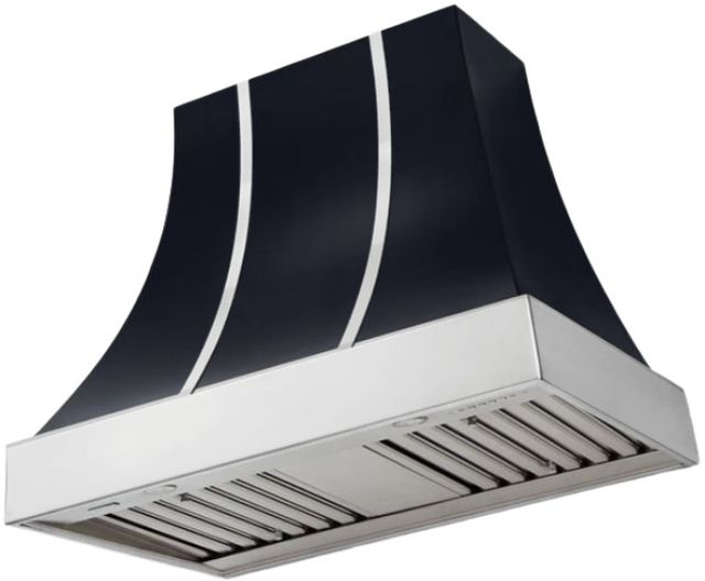AGA Cascade 36" Gloss Black Wall Mounted Range Hood  with Polished Chrome Trim-0