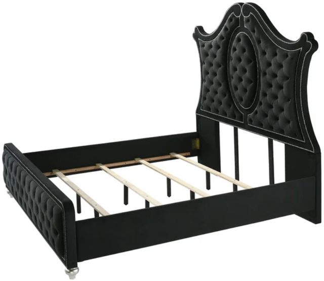 Crown Mark Cameo Black Queen Upholstered Panel Bed-2