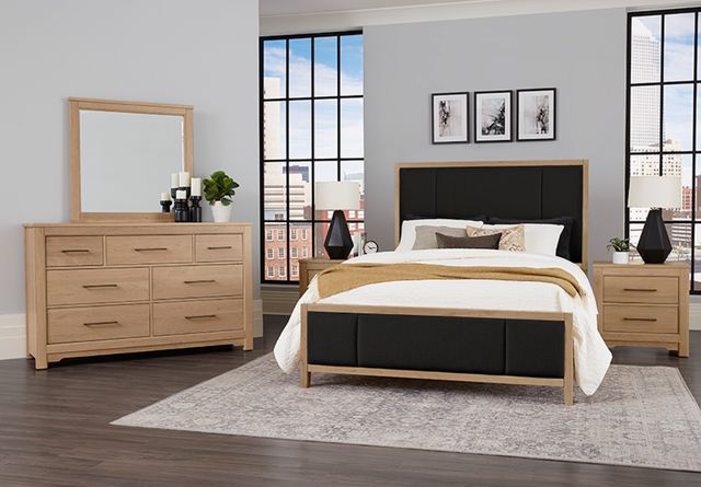 Artisan & Post by Vaughan-Bassett Crafted Cherry Bedroom by Ben & Erin Napier Black Fab/Bleached Cherry King Upholstered Panel Bed-1