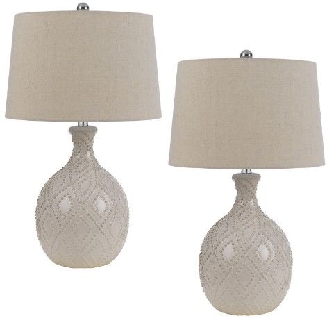Cal® Lighting & Accessories Bogalusa  2-Piece Ivory Table Lamp Set-0