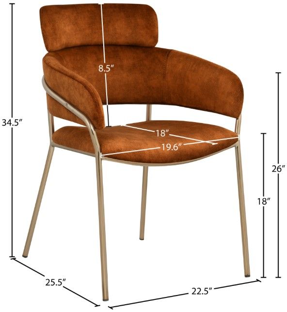 Meridian Furniture Yara Cognac Upholstered Dining Chair-2