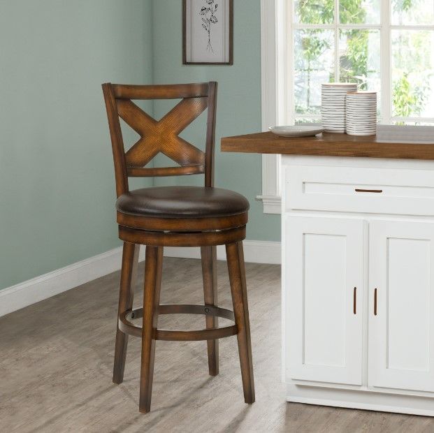 HH2 Home Sunhill Rustic Oak Swivel Bar Stool-4