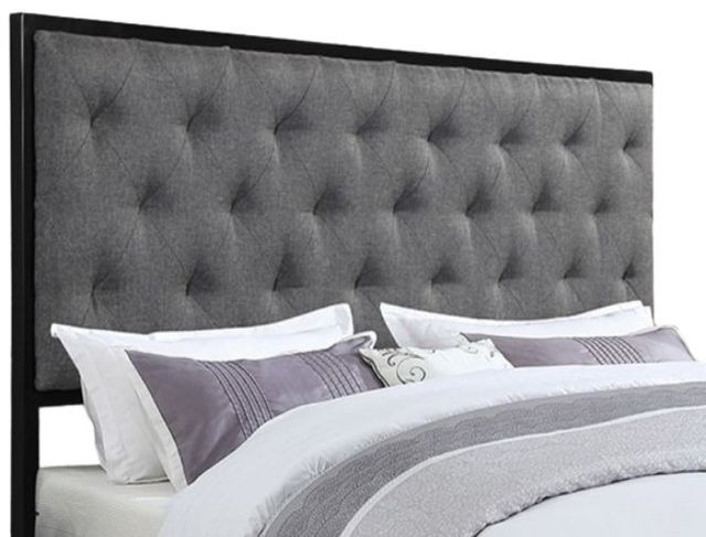 Milton Greens Stars Gray Full Metal Platform Bed with Upholstered Headboard-1