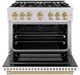 ZLINE Select Autograph Edition 36" Stainless Steel Pro Style Dual Fuel Range with White Matte Door and Champagne Bronze Accents-1