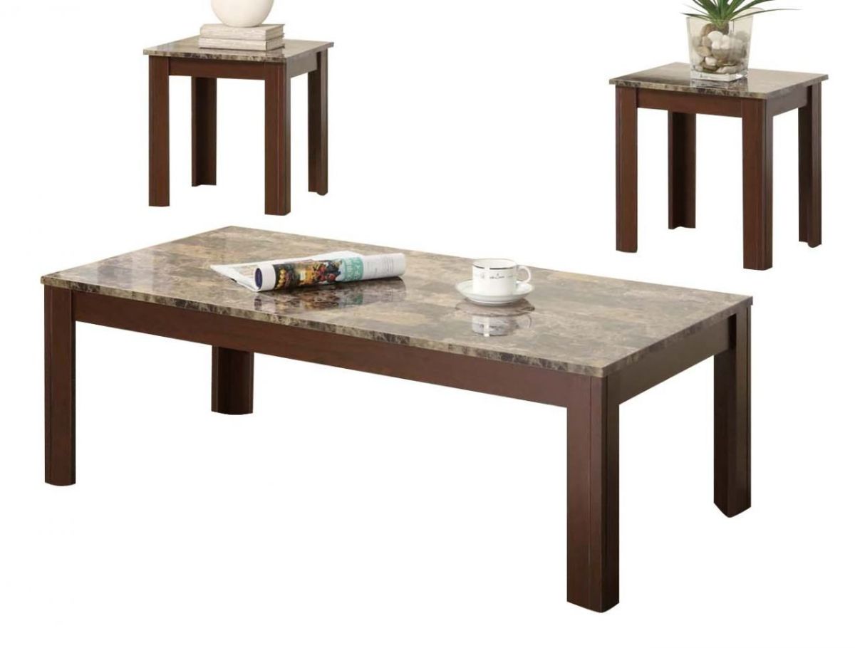 Coaster® Rhodes 3-Piece Brown Faux Marble Top Occasional Set