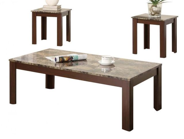 Coaster® Rhodes 3-Piece Brown Faux Marble Top Occasional Set-0