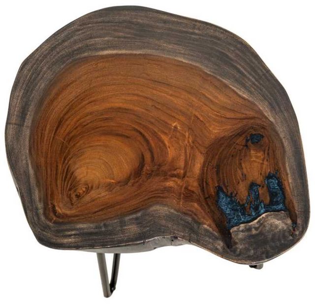 International Furniture Direct Parota Epoxy Stained Brown End Table with Black Base-3