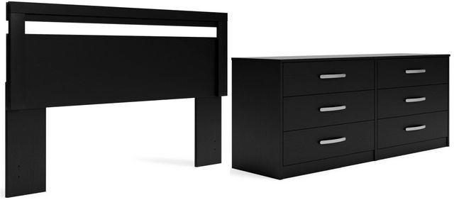 Signature Design by Ashley® Finch 2-Piece Black Queen Panel Headboard Set-0