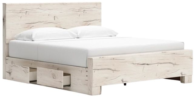 Benchcraft® Lawroy Light Natural King Panel Bed with 4-Drawer Storage-1