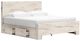 Benchcraft® Lawroy Light Natural King Panel Bed with 4-Drawer Storage-1