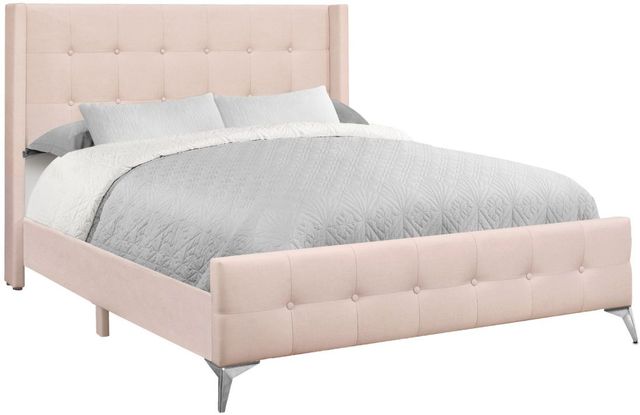 Monarch Specialties Inc. Pink Queen Upholstered Bed-0