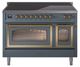 Ilve® Nostalgie II Noblesse 48'' Blue Gray Pro Style Induction Range with Brass Trim-0