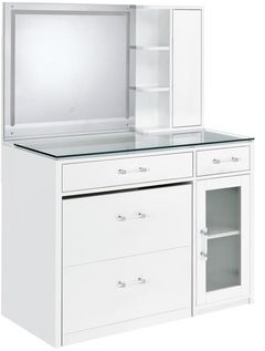 Coaster® Flora 2-Piece White High Gloss Vanity Set with LED Mirror