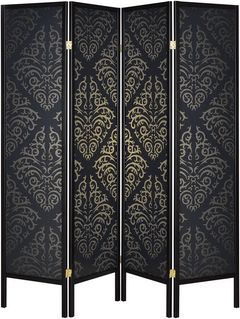 Coaster® Haidera Black 4-Panel Damask Pattern Folding Screen