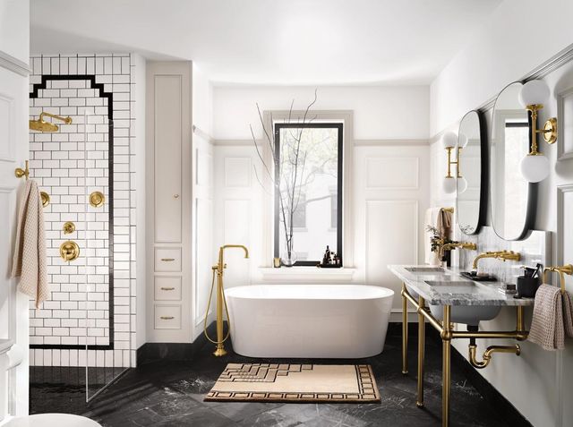 Moen® Colinet™ Brushed Gold One-Handle Tub Filler with Hand Shower-1