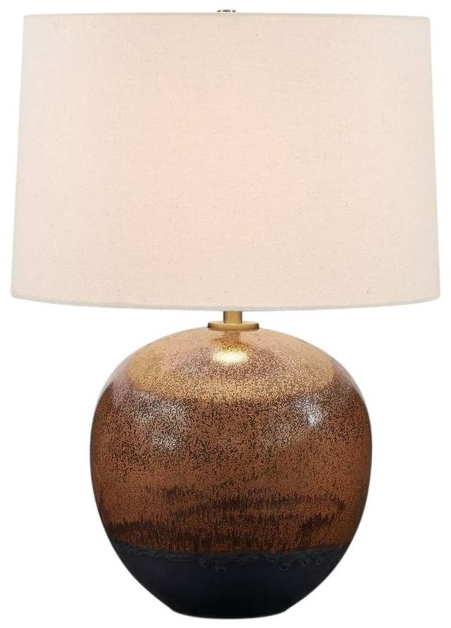 Uttermost® Brownell Light Beige Table Lamp with Dark Bronze/Rust Brown Base-0