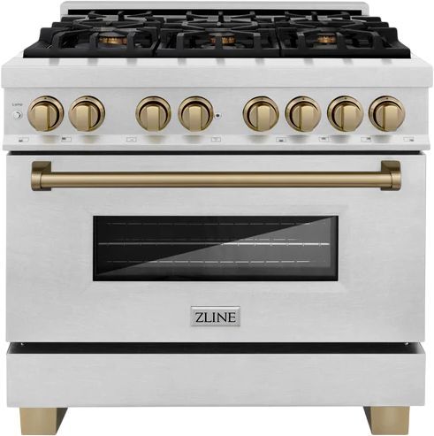 ZLINE Autograph Edition Legacy 36" Satin Stainless Steel Pro-Style Dual Fuel Range with Electric Convection Oven and Champagne Bronze Accents-0
