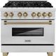 ZLINE Autograph Edition Legacy 36" Satin Stainless Steel Pro-Style Dual Fuel Range with Electric Convection Oven and Champagne Bronze Accents-0