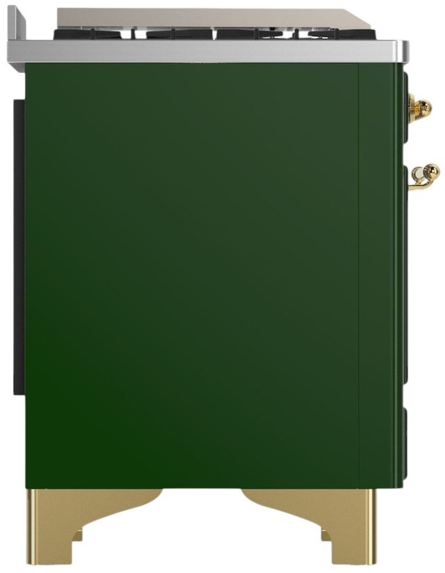 Ilve® Majestic III 40" Emerald Green Pro Style Dual Fuel Natural Gas Range with Triple Glass Door and Brass Trim-3
