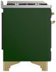 Ilve® Majestic III 40" Emerald Green Pro Style Dual Fuel Natural Gas Range with Triple Glass Door and Brass Trim-3