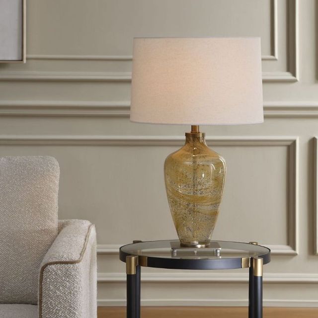 Uttermost® Rainer Amber/Translucent Olive Blown Glass Table Lamp-1