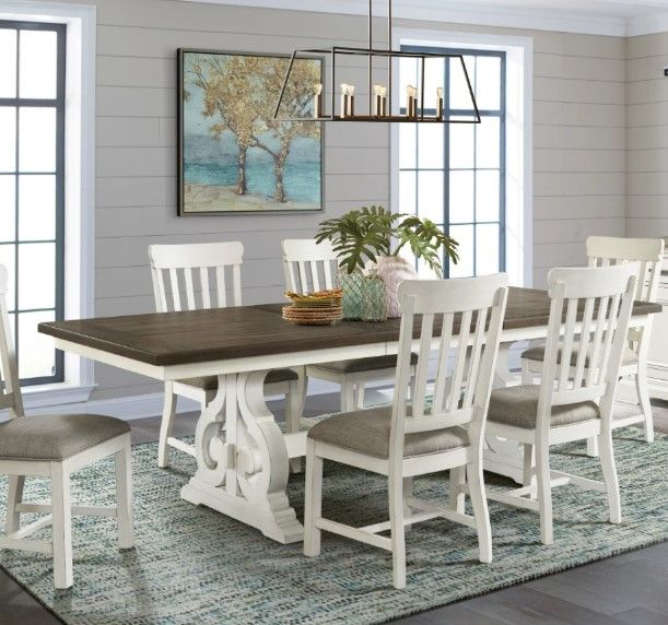 Intercon Drake French Oak Dining Table with Rustic Gray Base-1
