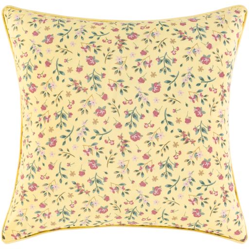 Surya Floret Butter 20"x20" Toss Pillow with Down Insert-0