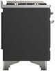 Ilve® Majestic III 48" Graphite Matte Pro Style Dual Fuel Liquid Propane Range with Triple Glass Door and ChromeTrim-4