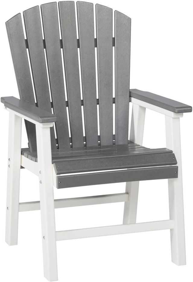 Signature Design by Ashley® Transville 2-Piece Gray/White Polyethylene Outdoor Dining Arm Chair-1