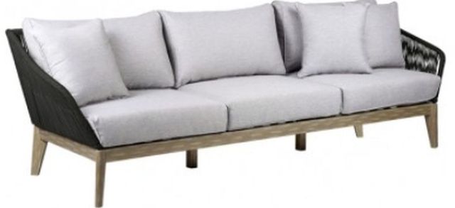 Armen Living Athos Fabric/Rope/Wood Charcoal/Light Brown/Light Gray Outdoor Sofa-0