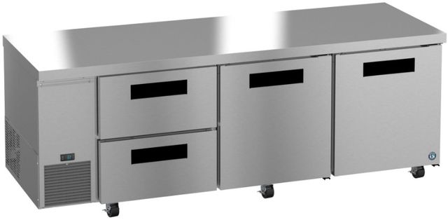 Hoshizaki Steelheart® 93" 30.17 Cu. Ft. Stainless Steel Three Section Undercounter Side Mount Refrigerator with Drawer/Door Combo-2