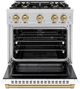 ZLINE Select Autograph Edition 30" Stainless Steel Pro Style Dual Fuel Range with White Matte Door and Champagne Bronze Accents-1
