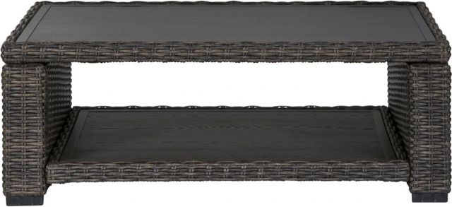 Signature Design by Ashley® Grasson Lane Brown Wicker Outdoor Rectangular Cocktail Table-1