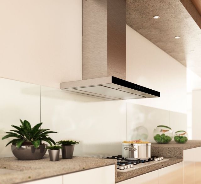Elica Techne Series Lugano 36" Stainless Steel Wall Mounted Range Hood with Black Glass Trim-2
