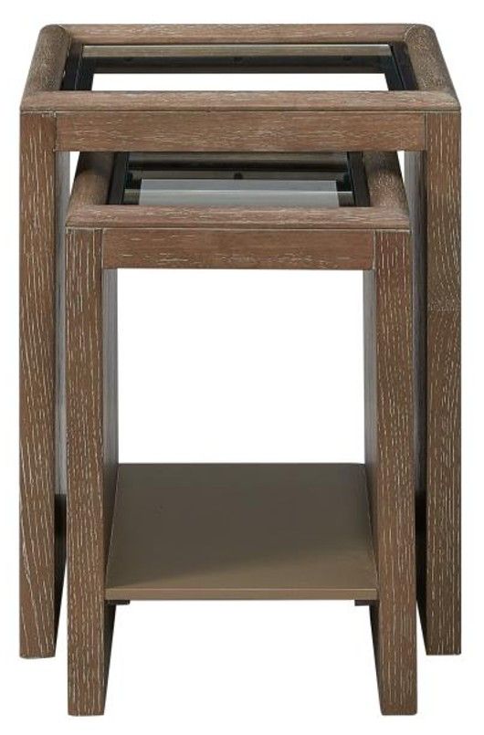 Bernards Trilogy 2-Piece Glass Top Nesting Table with Cocoa Base-1
