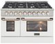 Kucht Professional KDF Series 48" Stainless Steel Pro Style Dual Fuel Range with White Door and Gold Handle-0