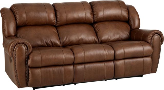 HomeStretch Laredo Cognac Leather Manual Reclining Sofa-0