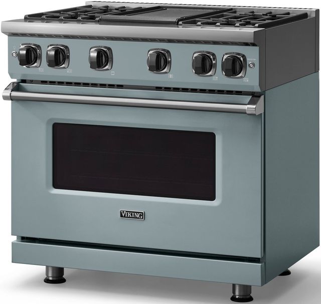 Viking® 7 Series 36" November Sky Pro Style Liquid Propane Gas Range with Griddle-2