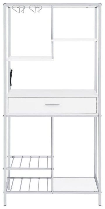 Coaster® Figueroa Silver/White 5-Shelf Wine Cabinet-1