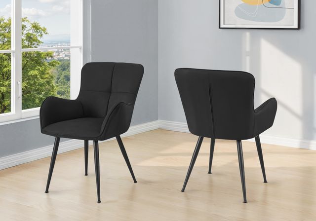 Monarch Specialties Inc. 2-Piece Black 33" Suede Dining Chair Set with Tufted Back-1