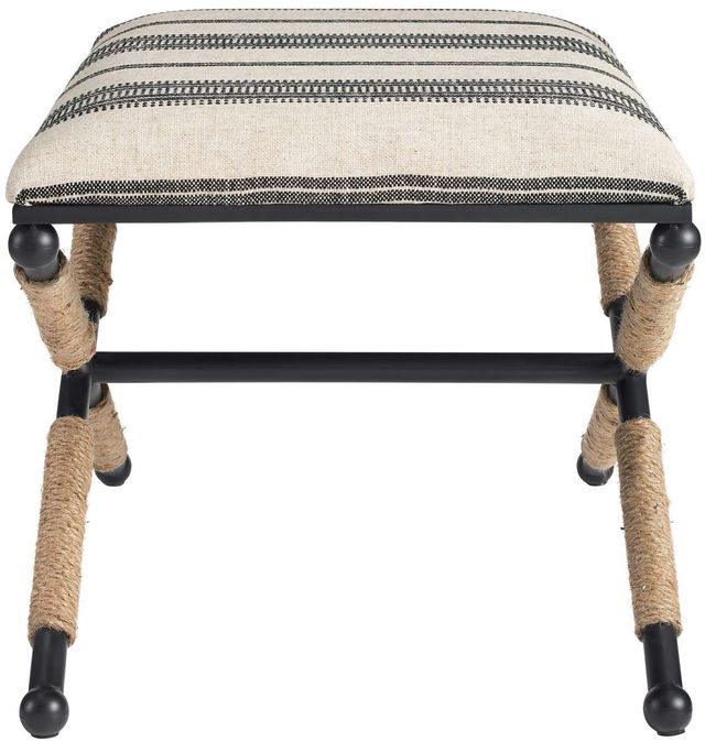 Linon Logue Campaign Black/Cream Accent Stool -3