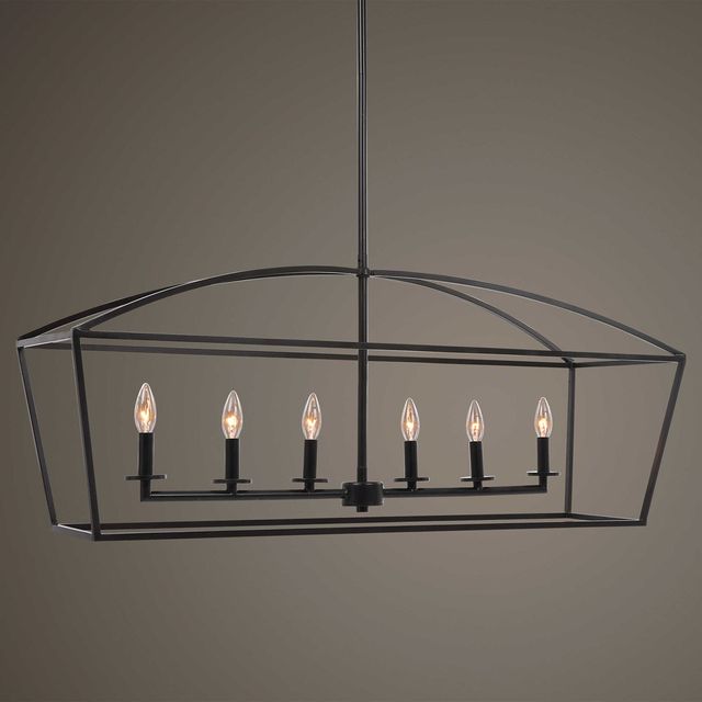 Uttermost® Brookdale Deep Weathered Bronze 6-Light Linear Chandelier-1